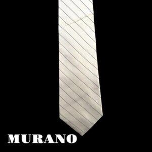 Hand Made MURANO White Striped Tie.